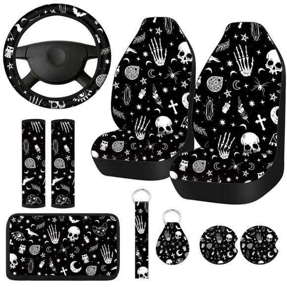 Accessories - Full 10Pc Gothic Punk Full Interior Car Accessories Set